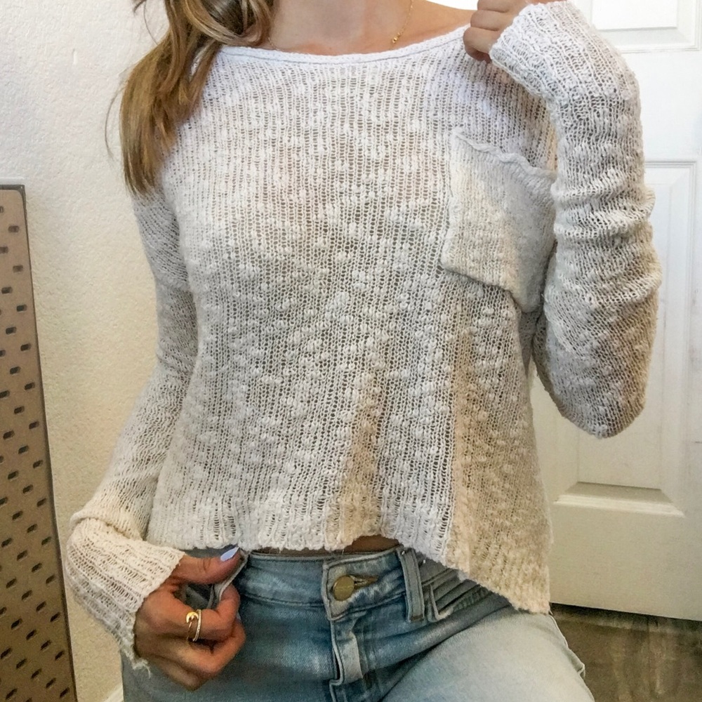 Hollister white knit sweater